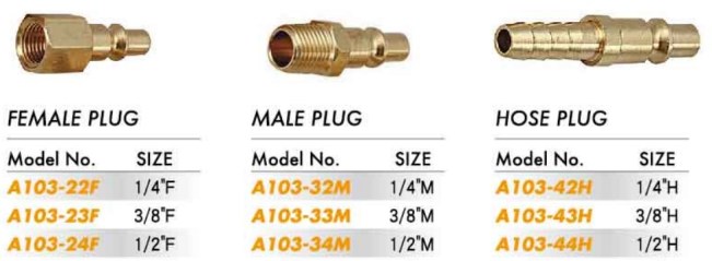 Quick Coupler - Male & Female & Hose Plug (A103-22 23 24 32 33 34 42 43 44)